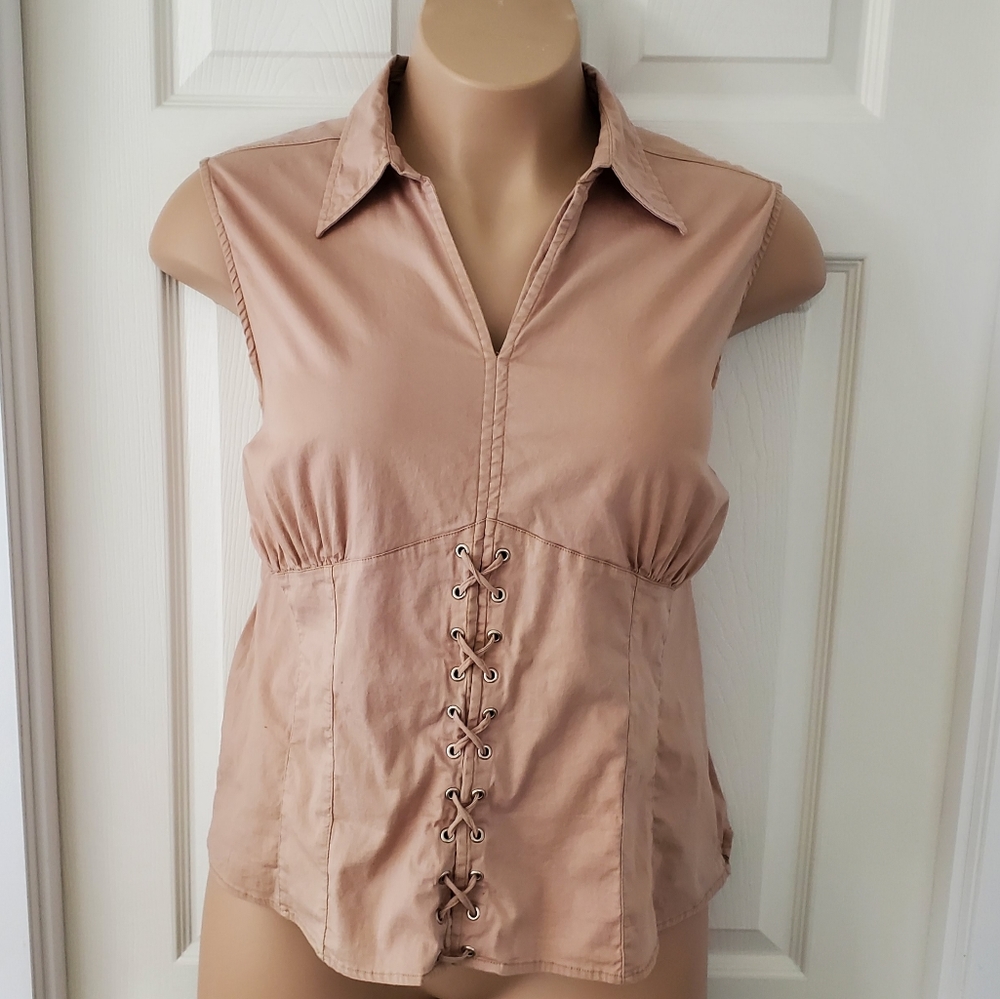 Andrew & Co. Faux Laced Front Top